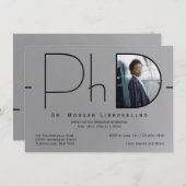 Modern Silver Black Photo PhD-Afstuderen Kaart (Voorkant / Achterkant)