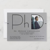 Modern Silver Black Photo PhD-Afstuderen Kaart (Voorkant)