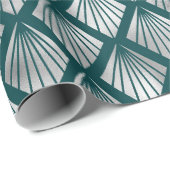 Modern Silver Blauwgroen Elegant Art Deco Cadeaupapier (Rol Hoek)