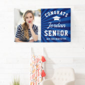 Modern Silver Blue Afstuderen Klasse van 2024 FOTO Spandoek (Insitu)