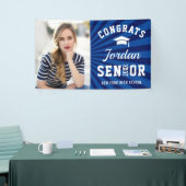 Modern Silver Blue Afstuderen Klasse van 2024 FOTO Spandoek (Beurs)