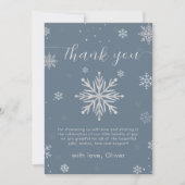 Modern Silver Blue Magical Snowflake Baby Shower  Bedankkaart (Voorkant)
