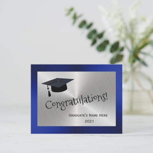 Modern Silver Blue Pet Gefeliciteerd Afstuderen Briefkaart (Staand voorkant)