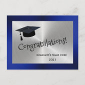 Modern Silver Blue Pet Gefeliciteerd Afstuderen Briefkaart (Voorkant)