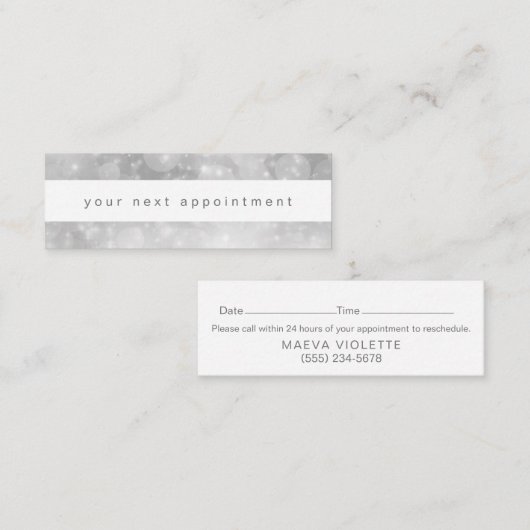 Modern Silver Bokeh-benoeming Mini Visitekaartje (Voorkant / Achterkant)