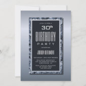 Modern Silver Border 30th Birthday Party Kaart (Voorkant)