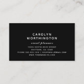 Modern Silver Borhed Folie White Marble Black Visitekaartje (Achterkant)