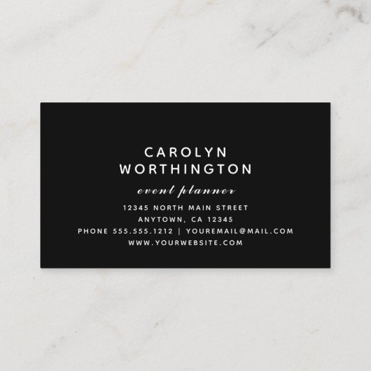 Modern Silver Borhed Folie White Marble Black Visitekaartje (Achterkant)