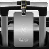 Modern silver brushed metal monogrammed bagagelabel