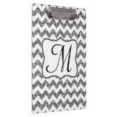 Modern Silver Chevron Monogram Initiaal Clip Board Klembord (Rechts)