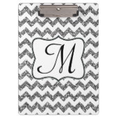 Modern Silver Chevron Monogram Initiaal Clip Board Klembord (Voorkant)