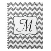 Modern Silver Chevron Monogram Initiaal Notitieboe Notitieboek (Voorkant)