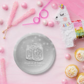 Modern Silver Chic Wedding Mason Jars String Light Papieren Bordje (Feest)