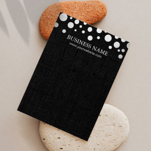 Modern Silver Confetti Dark Linen Earring Display Visitekaartje