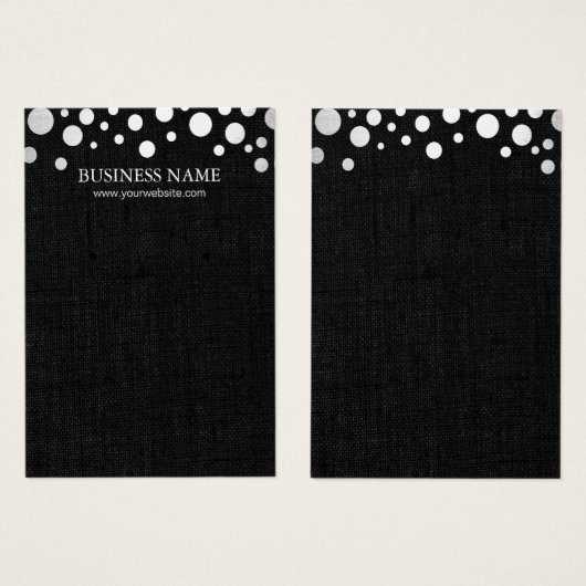 Modern Silver Confetti Dark Linen Earring Display Visitekaartje (Voorkant /achterkant)