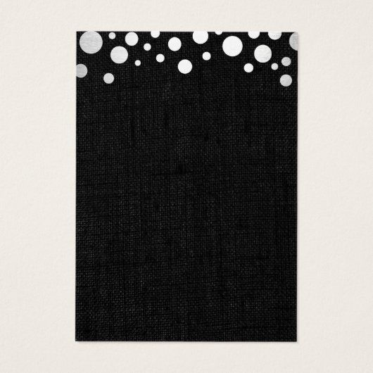 Modern Silver Confetti Dark Linen Earring Display Visitekaartje (Achterkant)