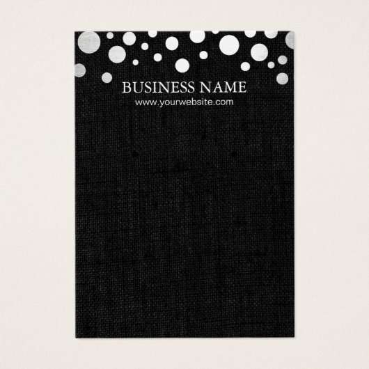 Modern Silver Confetti Dark Linen Earring Display Visitekaartje (Voorkant)