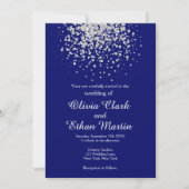 Modern Silver Confetti over Royal Blue Kaart (Voorkant)
