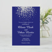 Modern Silver Confetti over Royal Blue Kaart (Staand voorkant)