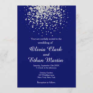 Modern Silver Confetti over Royal Blue Kaart