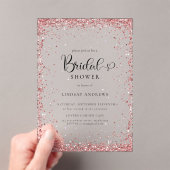 Modern Silver Copper Glitter Bridal Shower Acryl Uitnodigingen (Insitu (Draagbaar))