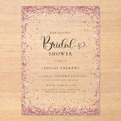 Modern Silver Copper Glitter Bridal Shower Acryl Uitnodigingen (Voorkant)