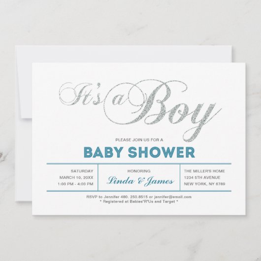 Modern Silver Couple Baby shower Invitation Kaart (Voorkant)