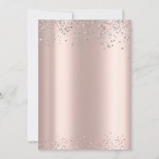 Modern Silver Crown Confetti Roos Gold Sweet 16 Kaart (Achterkant)