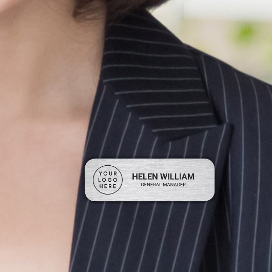Modern Silver Custom Business Logo en Naamplaatje
