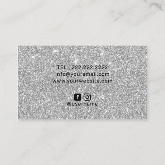 Modern Silver Drift Black Metal Makeup Artist Hair Visitekaartje (Achterkant)