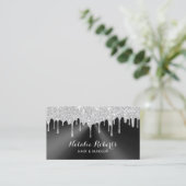 Modern Silver Drift Black Metal Makeup Artist Hair Visitekaartje (Staand voorkant)