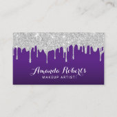 Modern Silver Drift Elegant Paars Salon Spa Visitekaartje (Voorkant)