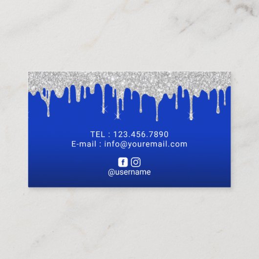 Modern Silver Drift Elegant Royal Blue Salon Spa Visitekaartje (Achterkant)