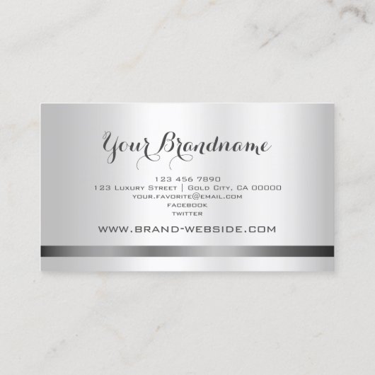Modern Silver Effect met een stijlvol Shimmer Lijs Visitekaartje (Achterkant)
