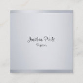 Modern Silver Elegant Calligraphed Script Sjabloon Vierkante Visitekaartje (Voorkant)