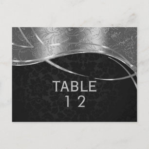 Modern Silver en Black Damask Briefkaart