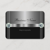 Modern Silver en Black Faux Diamonds Professional Visitekaartje (Voorkant)