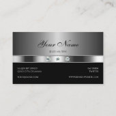 Modern Silver en Black met Bright Faux Diamonds Visitekaartje (Achterkant)