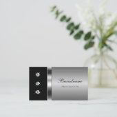Modern Silver en Black met Bright Faux Diamonds Visitekaartje (Staand voorkant)