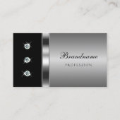 Modern Silver en Black met Bright Faux Diamonds Visitekaartje (Voorkant)