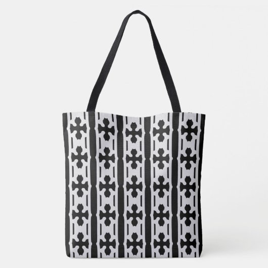 Modern Silver en Black Pattern Tote Bag (Achterkant)