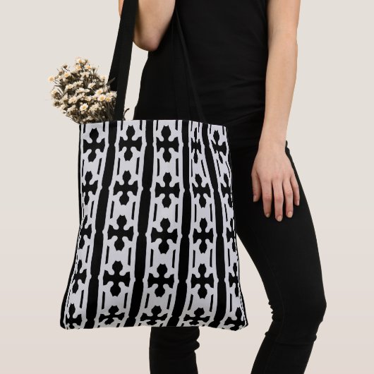 Modern Silver en Black Pattern Tote Bag (Dichtbij)