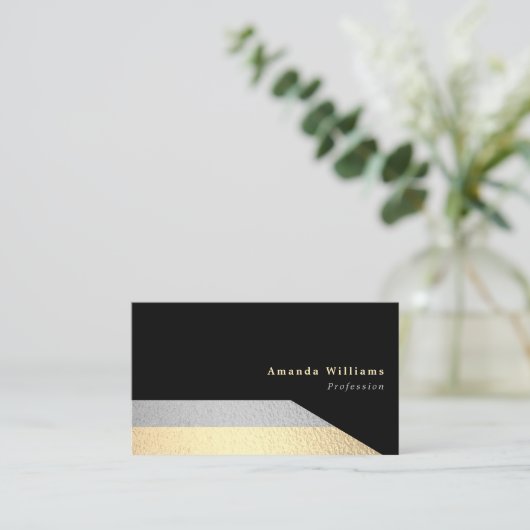 Modern Silver en Gold Foil-effect Visitekaartje (Staand voorkant)