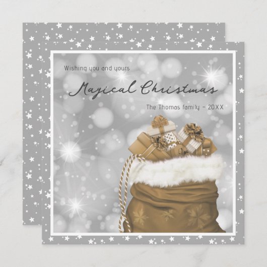 Modern Silver en Gold Magical Starry Kerstmis Feestdagenkaart (Voorkant / Achterkant)