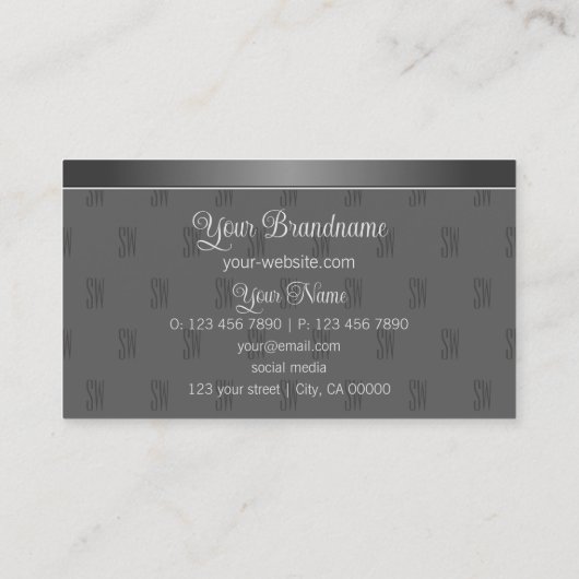 Modern Silver en Grey met Monogram Professional Visitekaartje (Achterkant)