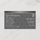 Modern Silver en Grijs met Initialen Professional Visitekaartje (Achterkant)