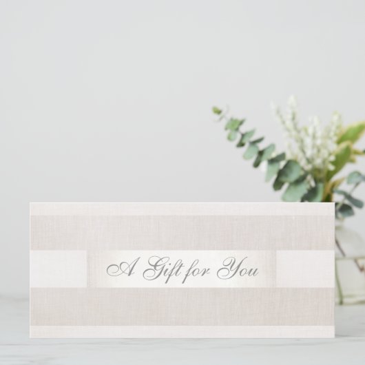 Modern Silver en Linen Gift Cerificate (Staand voorkant)