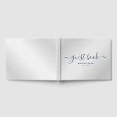 Modern Silver en Navy Blue Wedding Guest Book Gastenboek (Volledig)