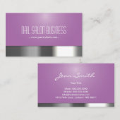 Modern Silver en Paars Nail Salon Visitekaartje (Voorkant / Achterkant)