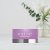 Modern Silver en Paars Nail Salon Visitekaartje (Staand voorkant)